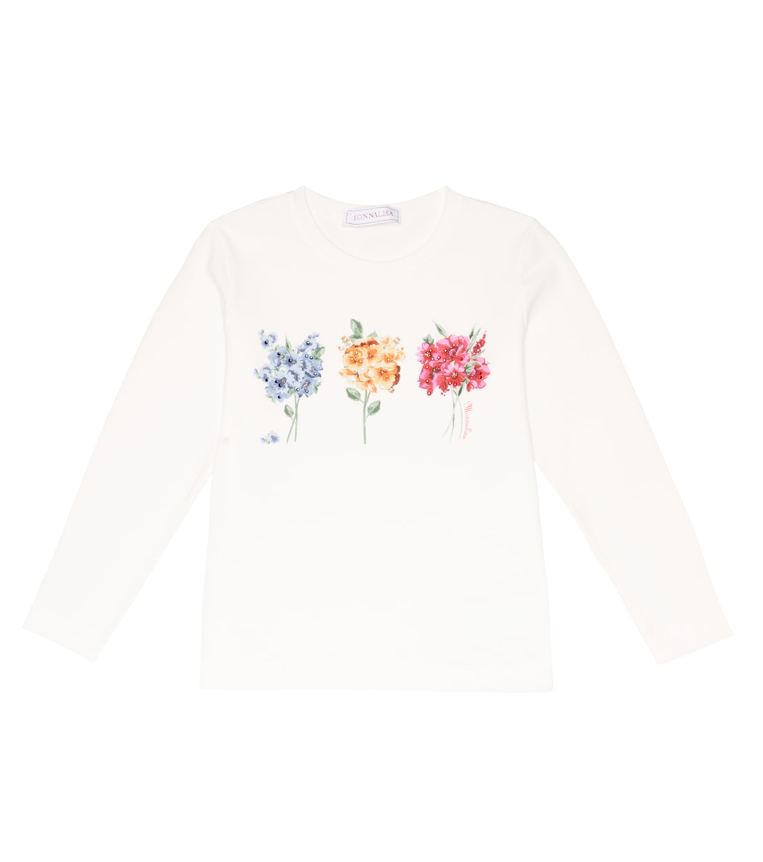 Embellished floral jersey top | Monnalisa