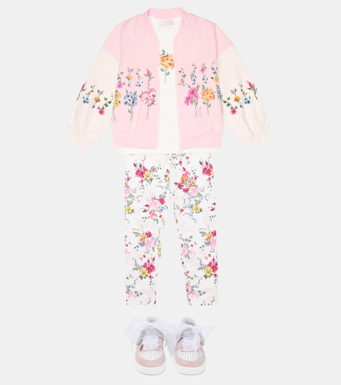 Embellished floral jersey top | Monnalisa