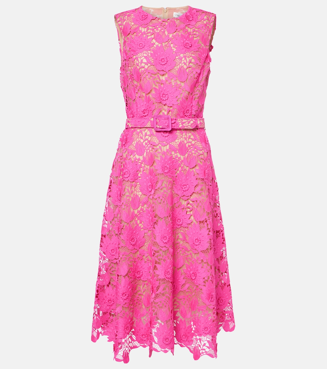Robe midi en dentelle à fleurs | Oscar de la Renta