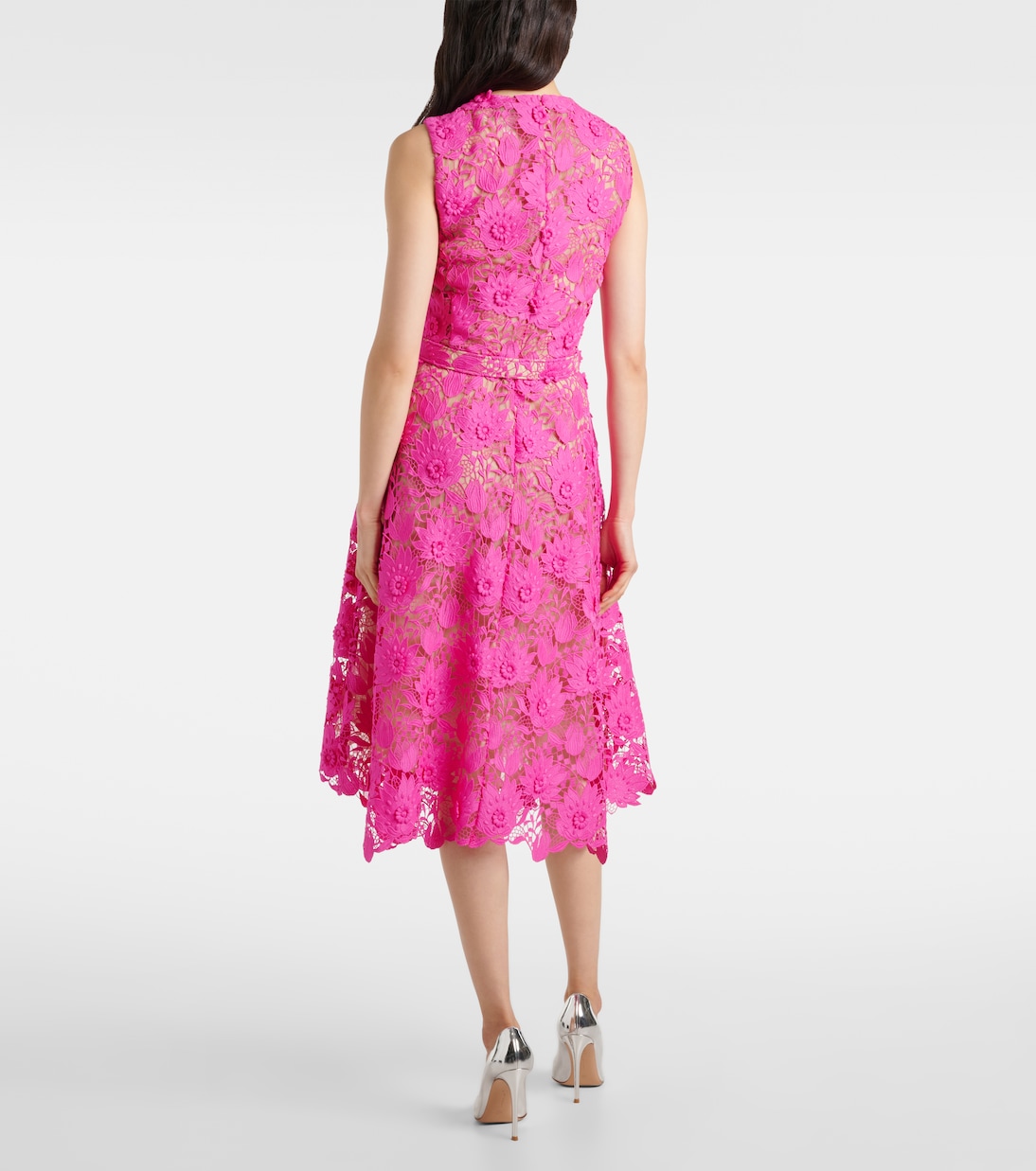 Robe midi en dentelle à fleurs | Oscar de la Renta