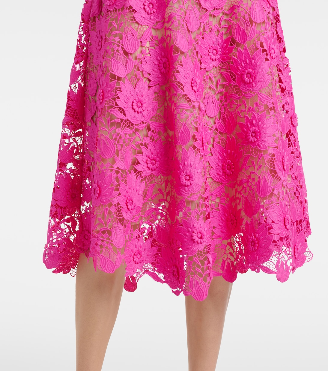 Robe midi en dentelle à fleurs | Oscar de la Renta