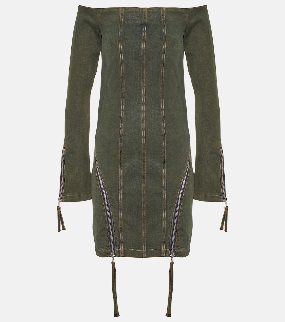 Miniabito di jeans con scollo bardot | Blumarine