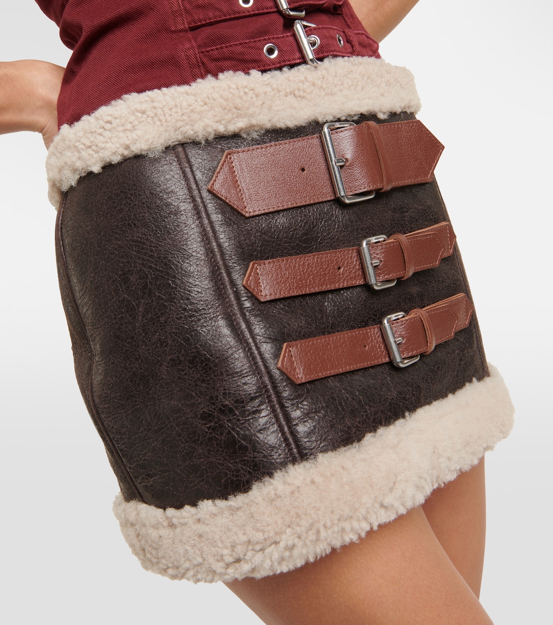 Minifalda de piel con borrego | Blumarine