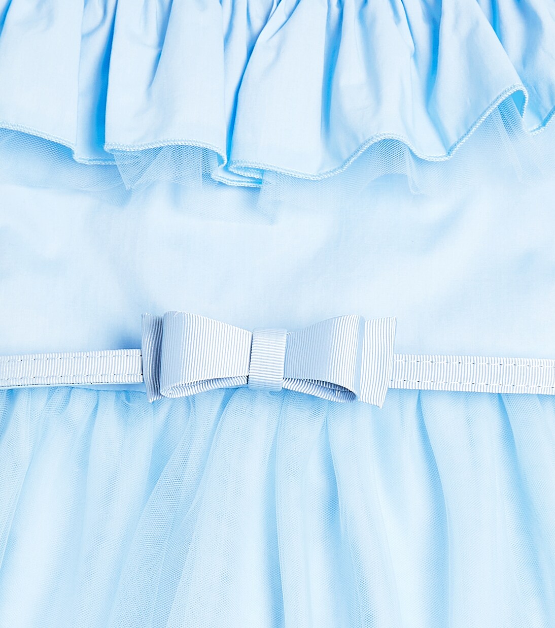 Ruffled bow-detail tulle dress | Monnalisa