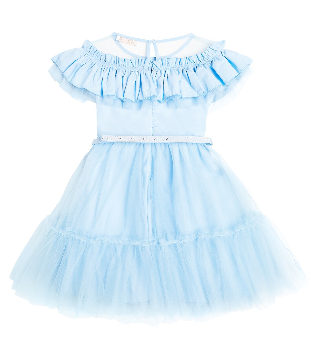 Ruffled bow-detail tulle dress | Monnalisa