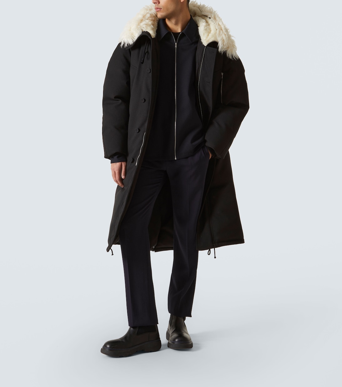 Faux fur-trimmed down jacket | Jil Sander