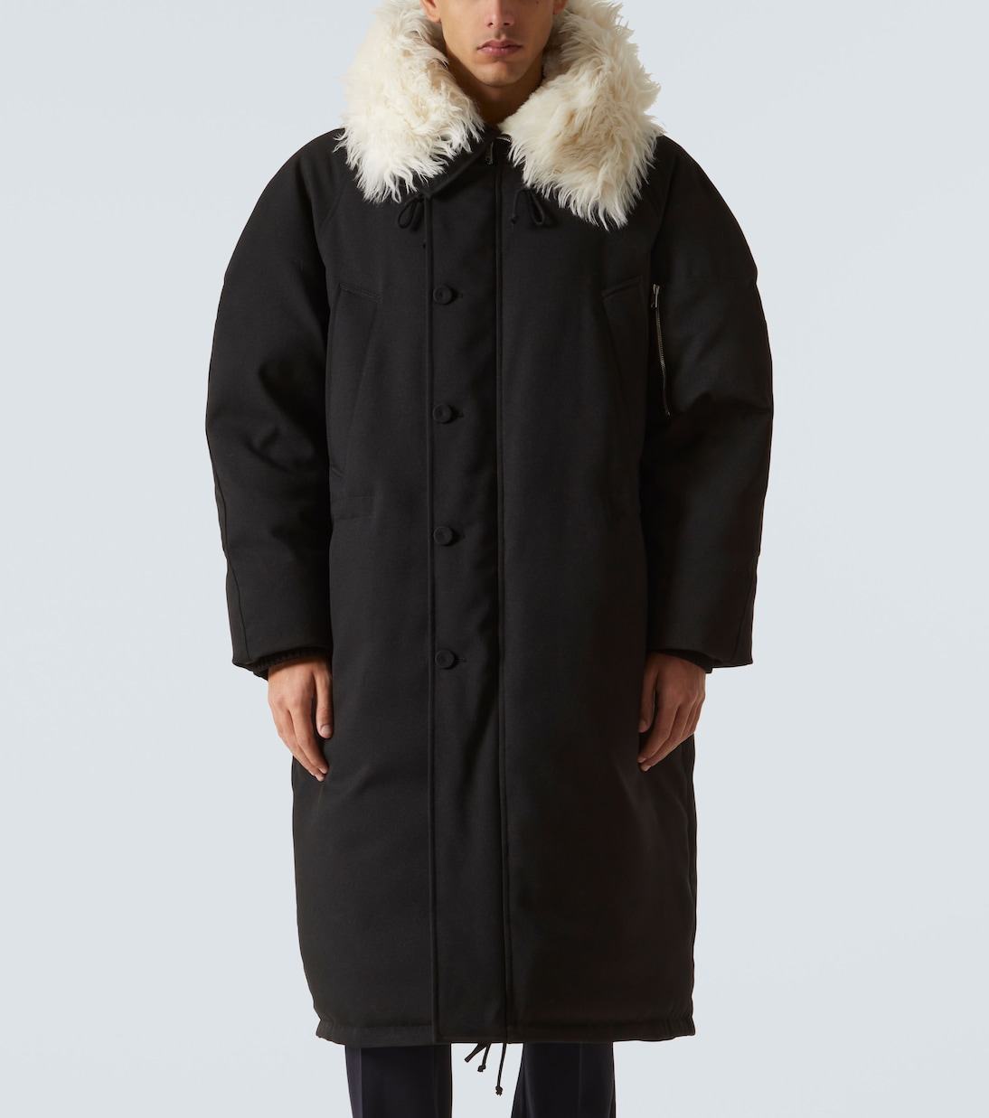 Faux fur-trimmed down jacket | Jil Sander