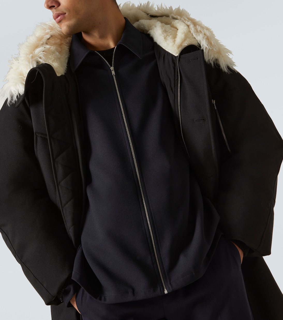Faux fur-trimmed down jacket | Jil Sander