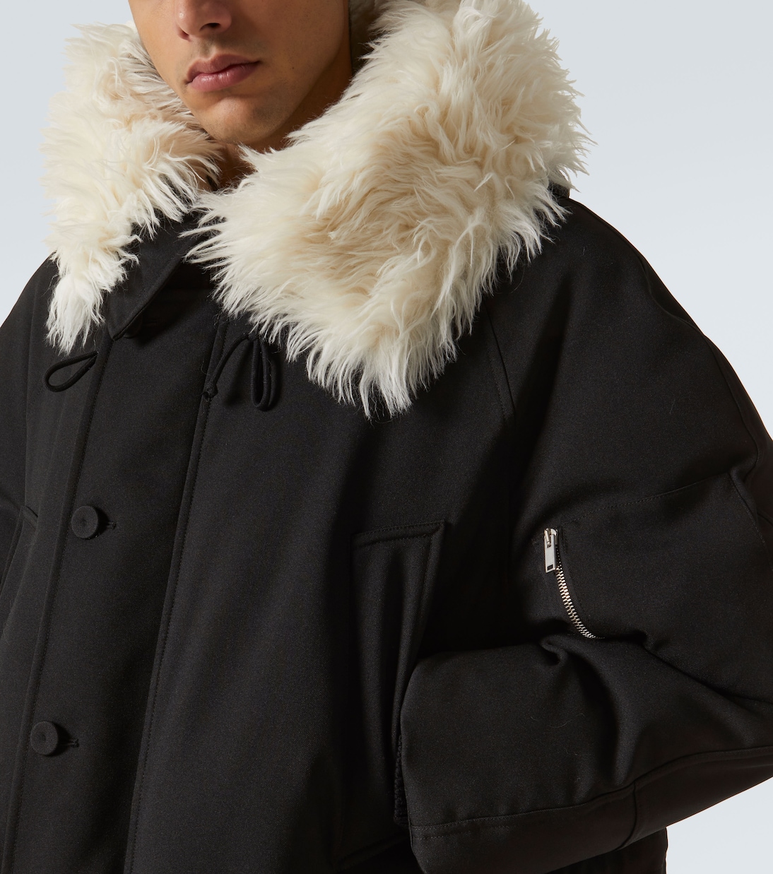Faux fur-trimmed down jacket | Jil Sander