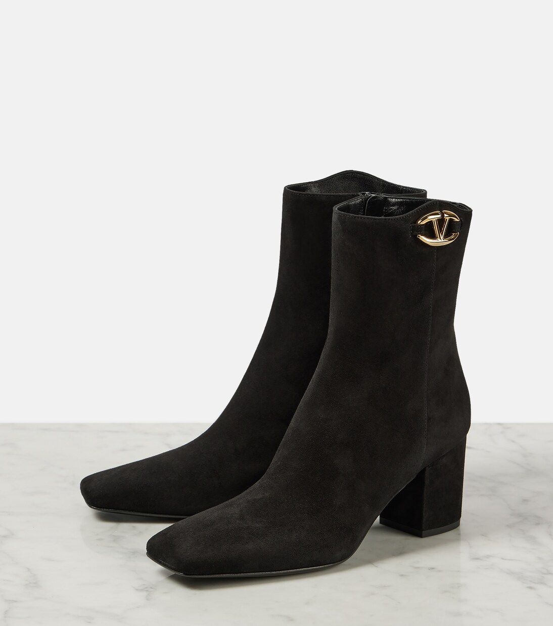 VLogo The Bold Edition suede booties | Valentino Garavani