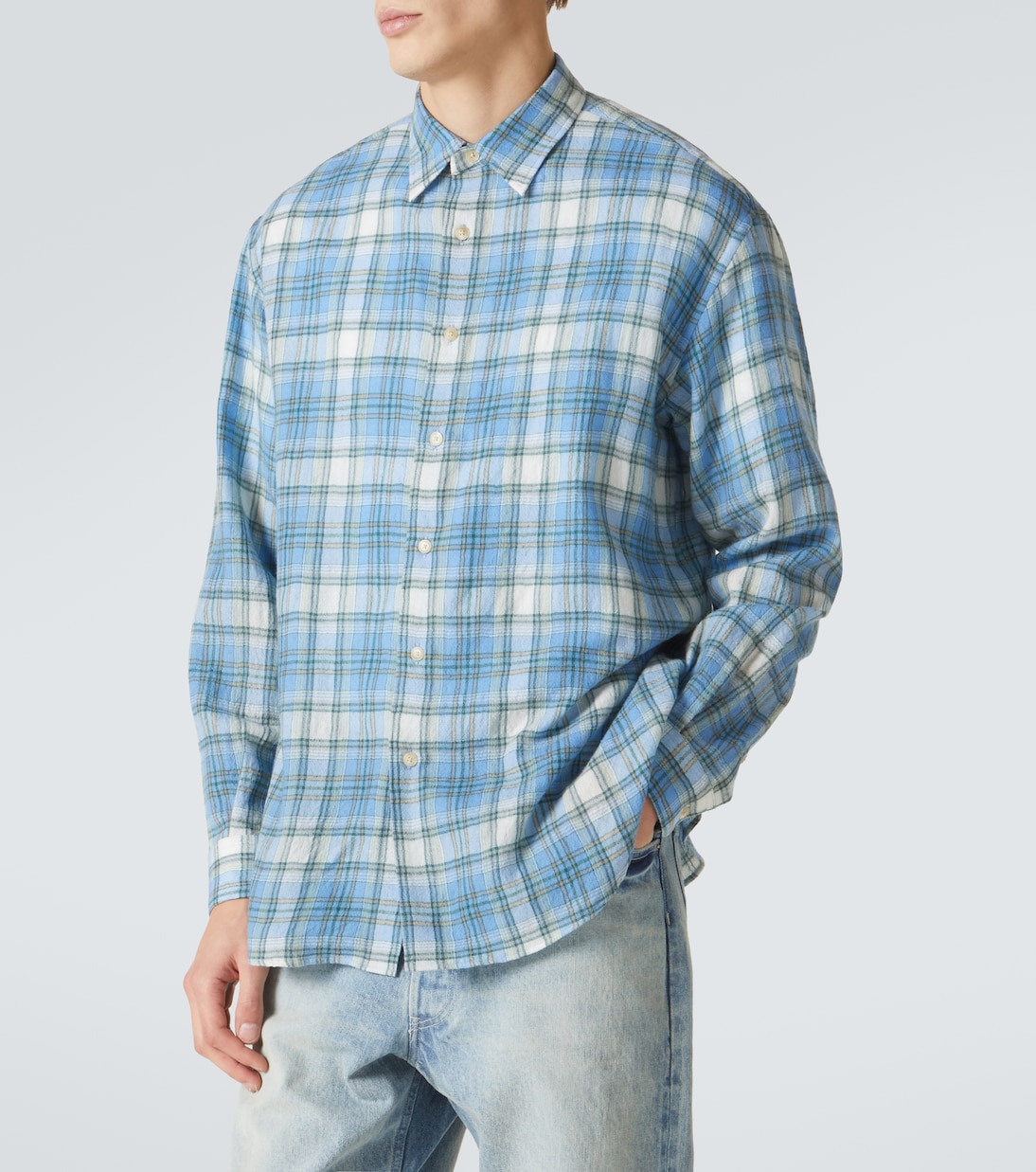 Airy checked wool shirt | Auralee