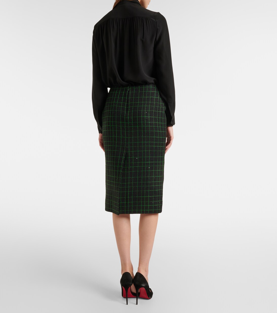 Sequined tweed midi skirt | Elie Saab