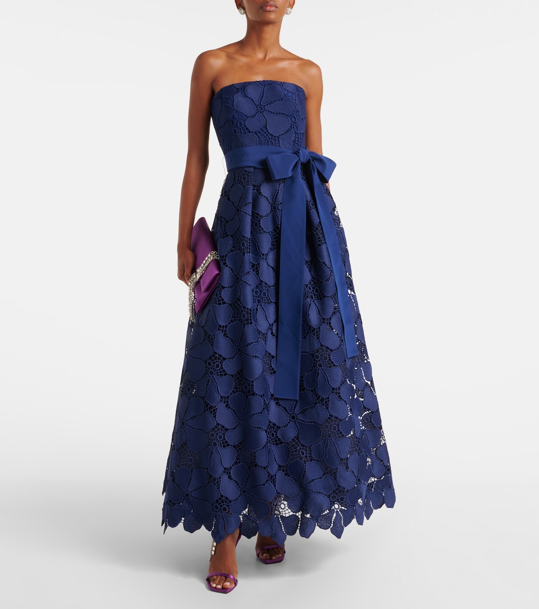 Vestido bustier de fiesta de encaje | Elie Saab