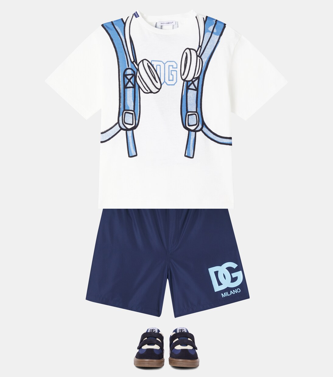 DG suede-trimmed sneakers | Dolce&Gabbana Kids