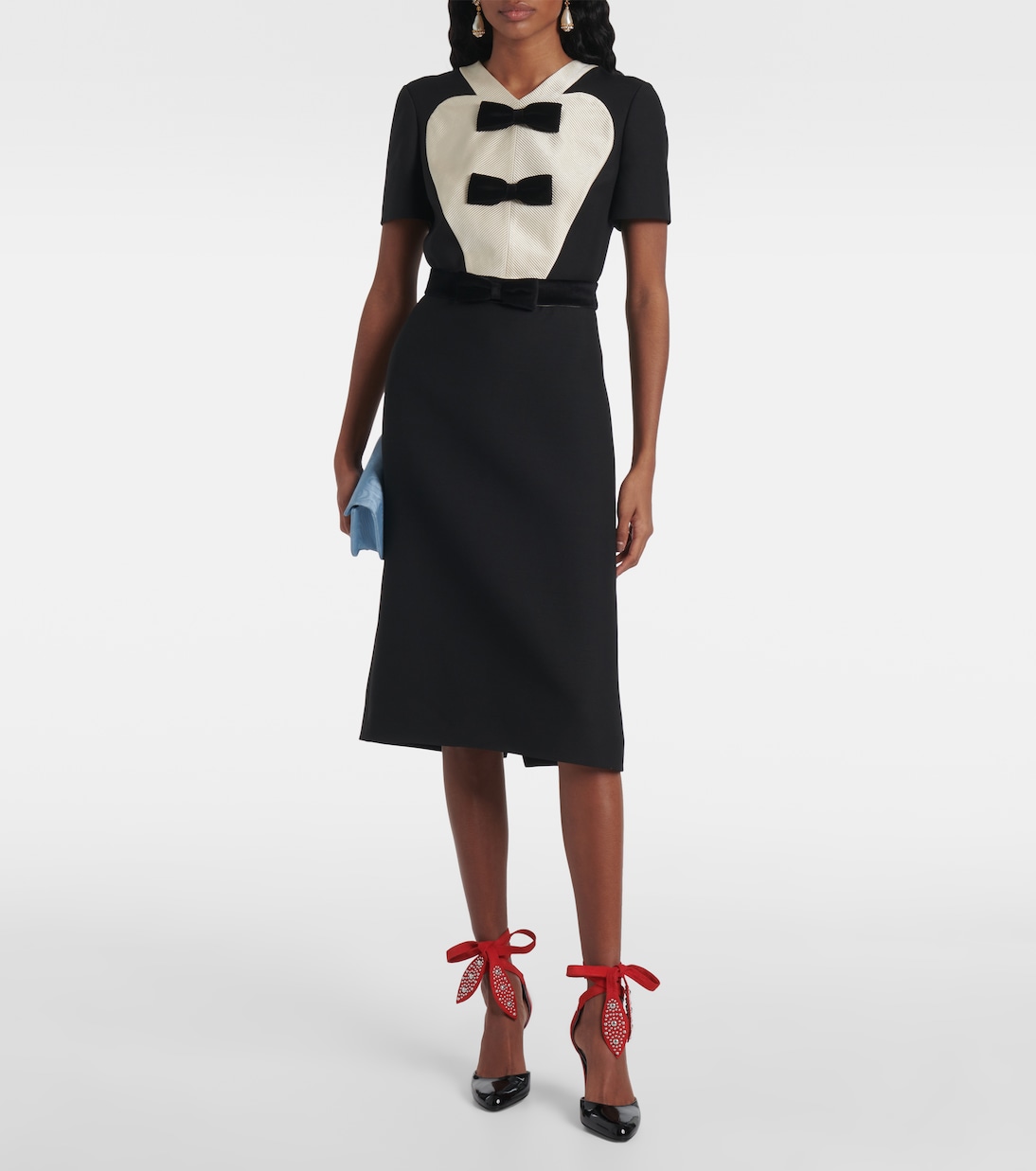 فستان ميدي مزيّن ببابيون من Crepe Couture | Valentino