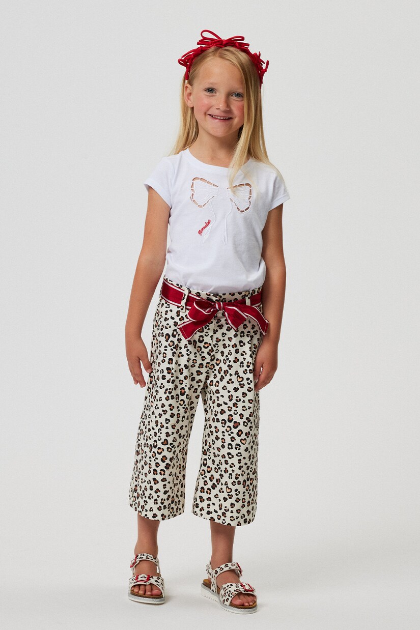 Leopard-print cotton-blend pants | Monnalisa