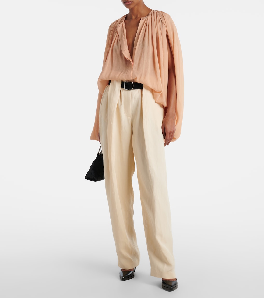 Draped silk chiffon blouse | Stella McCartney