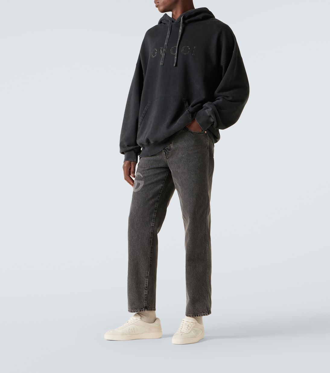 Felpa con cappuccio in cotone con stampa | Gucci