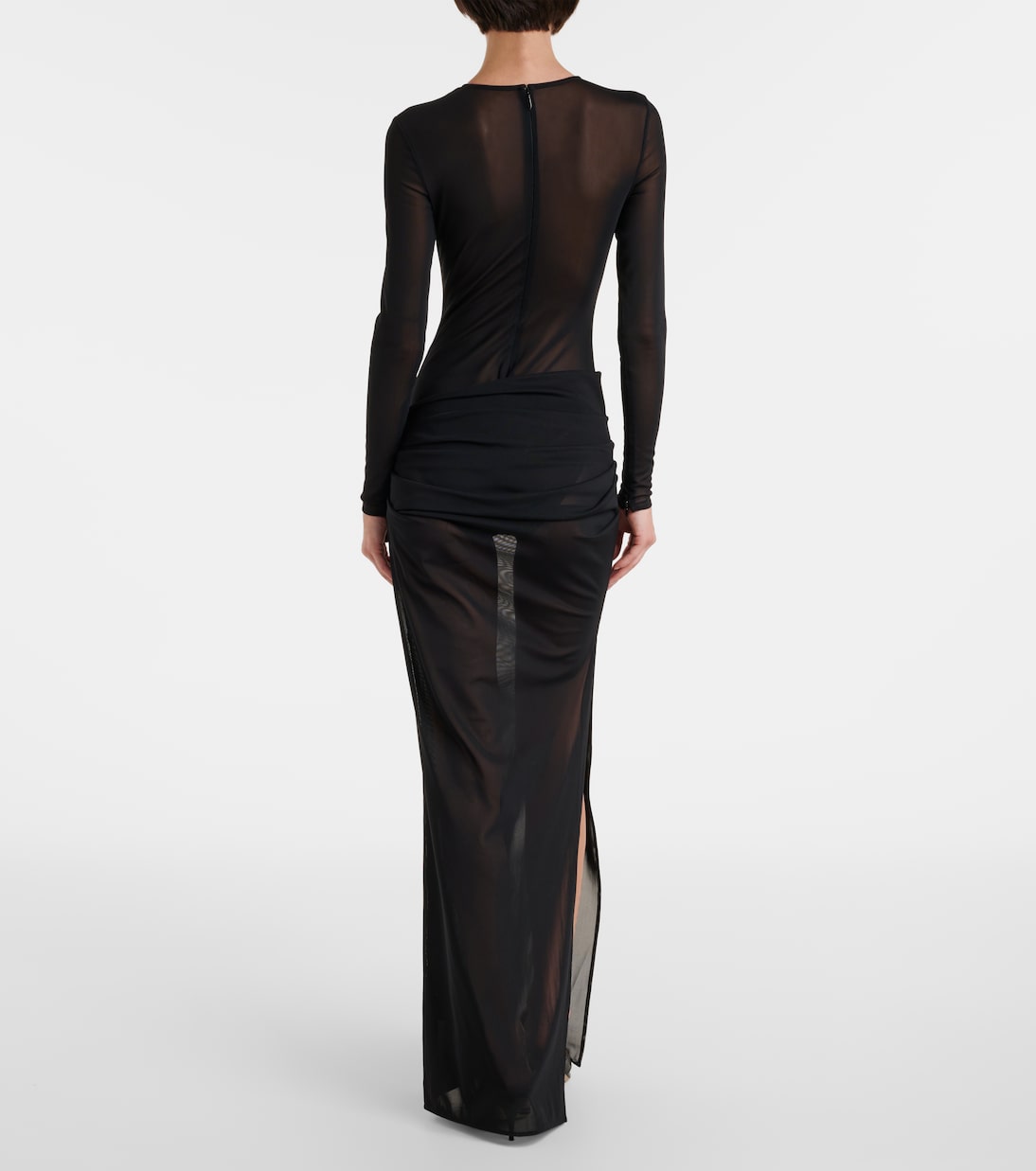 Ruched sheer mesh gown | Alex Perry