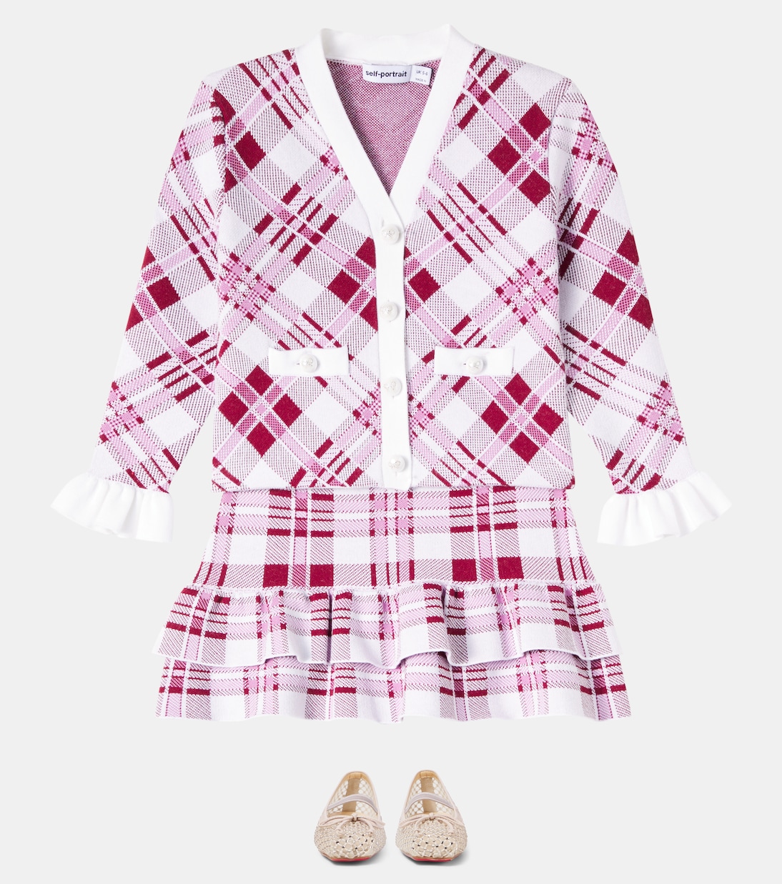 Ruffled checked cardigan | Self-Portrait Kids