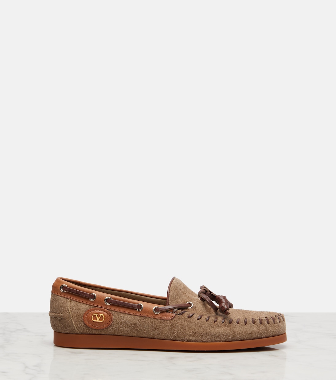 Chaussures bateau Palm Avenue VLogo en daim | Valentino Garavani