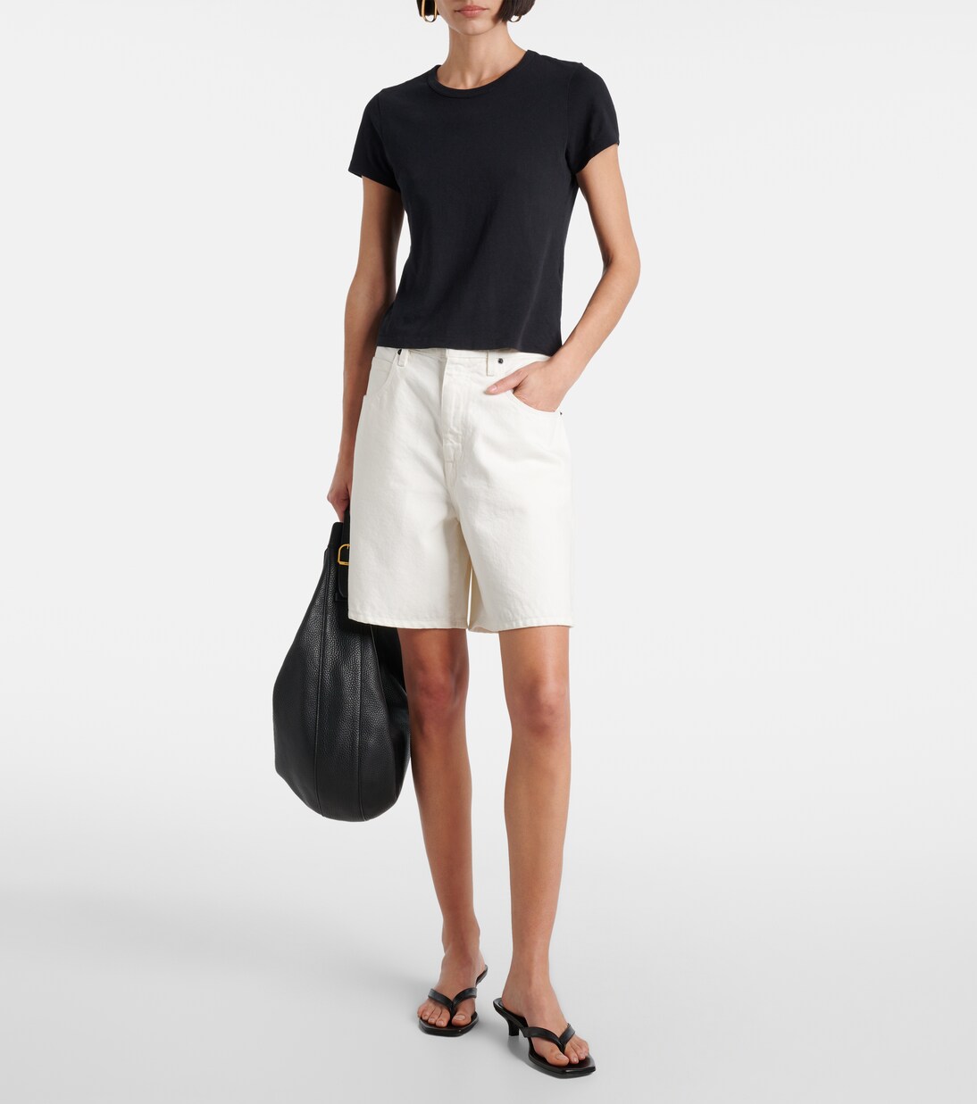 Bermuda di jeans Square a vita alta | Slvrlake