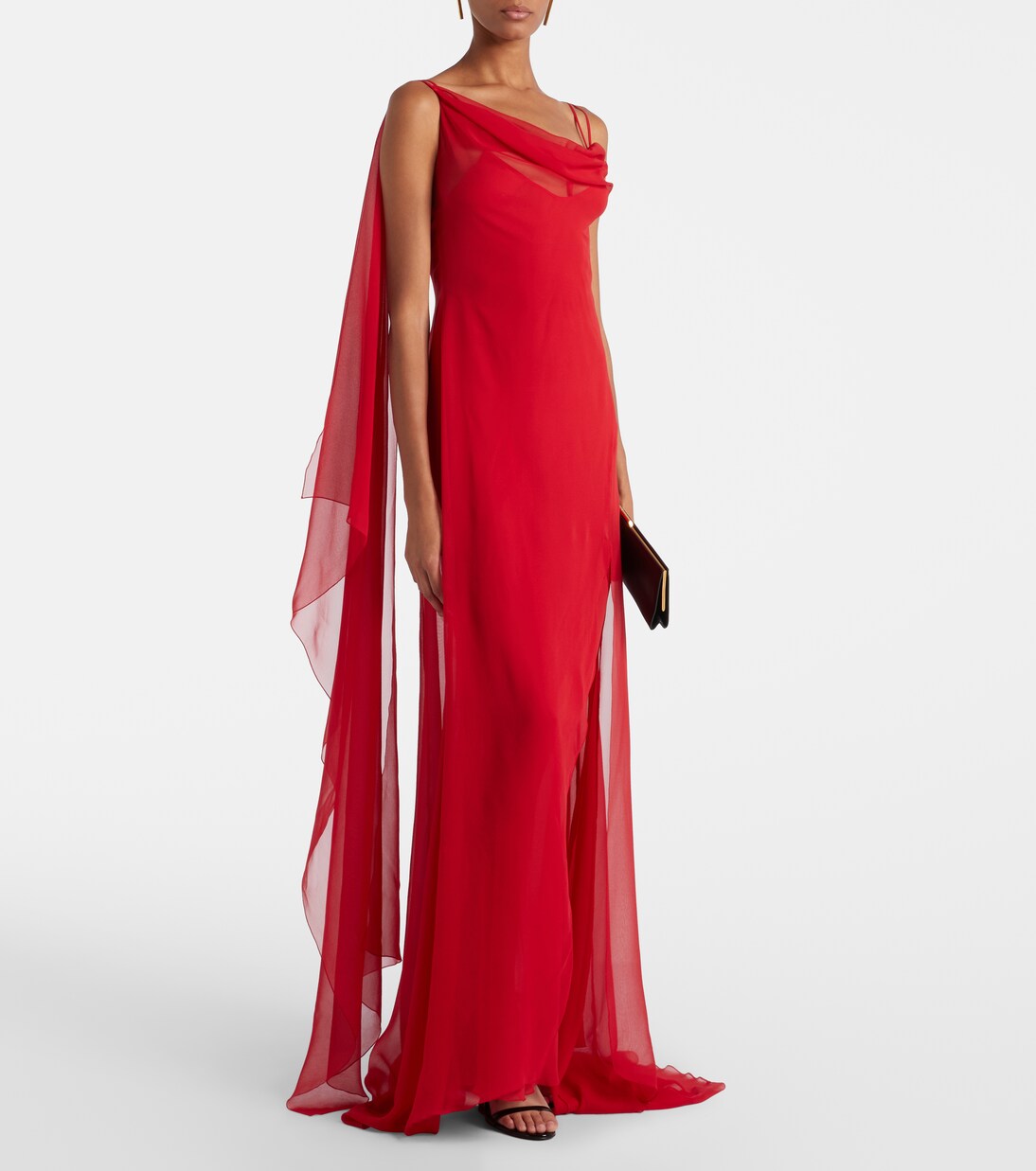 Robe longue asymétrique en georgette de soie | Blumarine