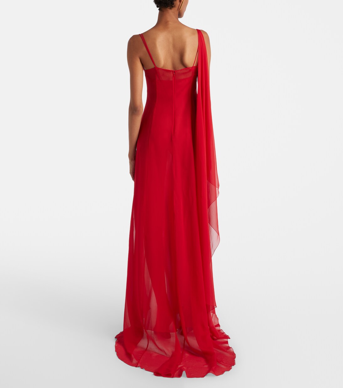 Robe longue asymétrique en georgette de soie | Blumarine