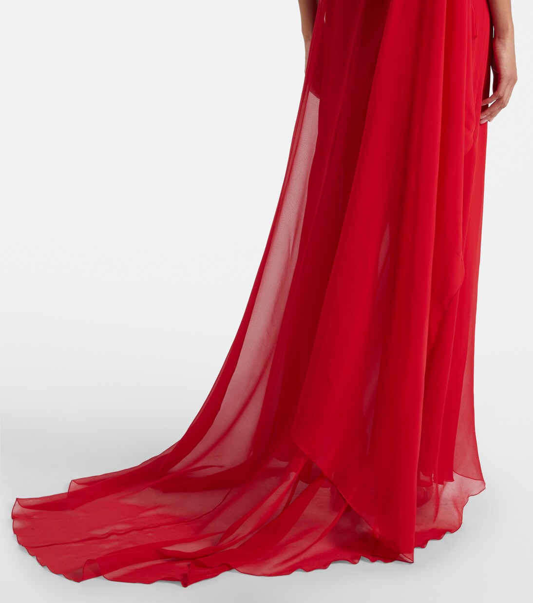 Robe longue asymétrique en georgette de soie | Blumarine