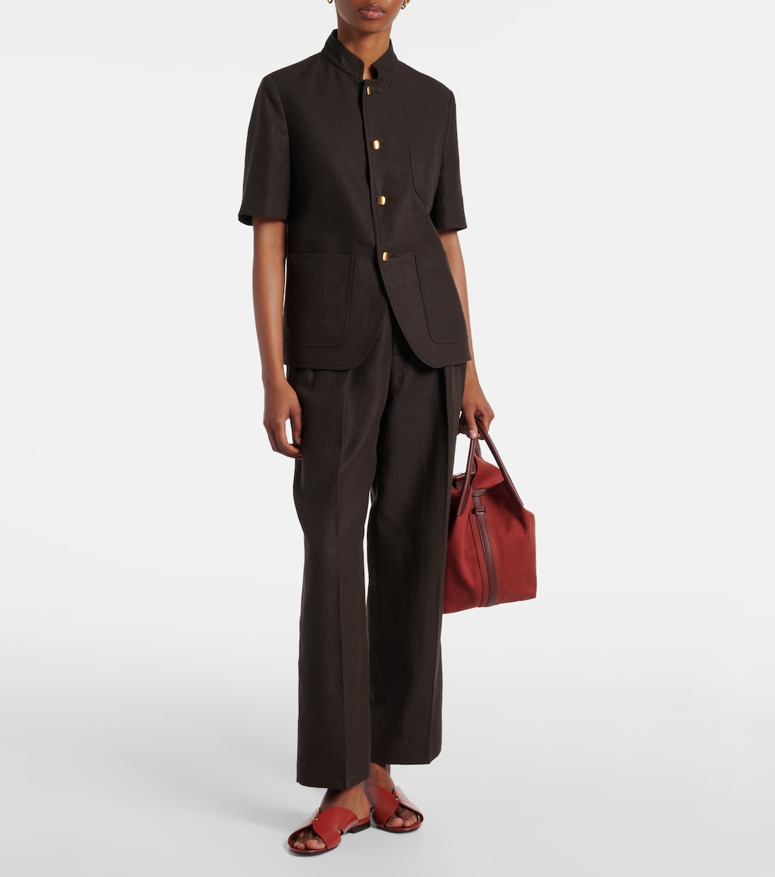 Gerade High-Rise-Hose aus Leinen | Loro Piana