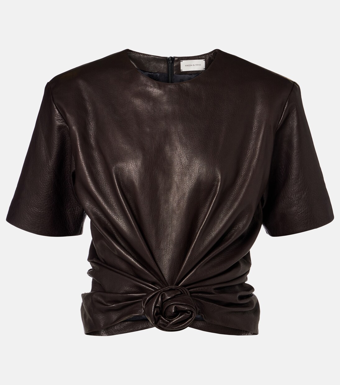 Knot-detail leather T-shirt | Magda Butrym