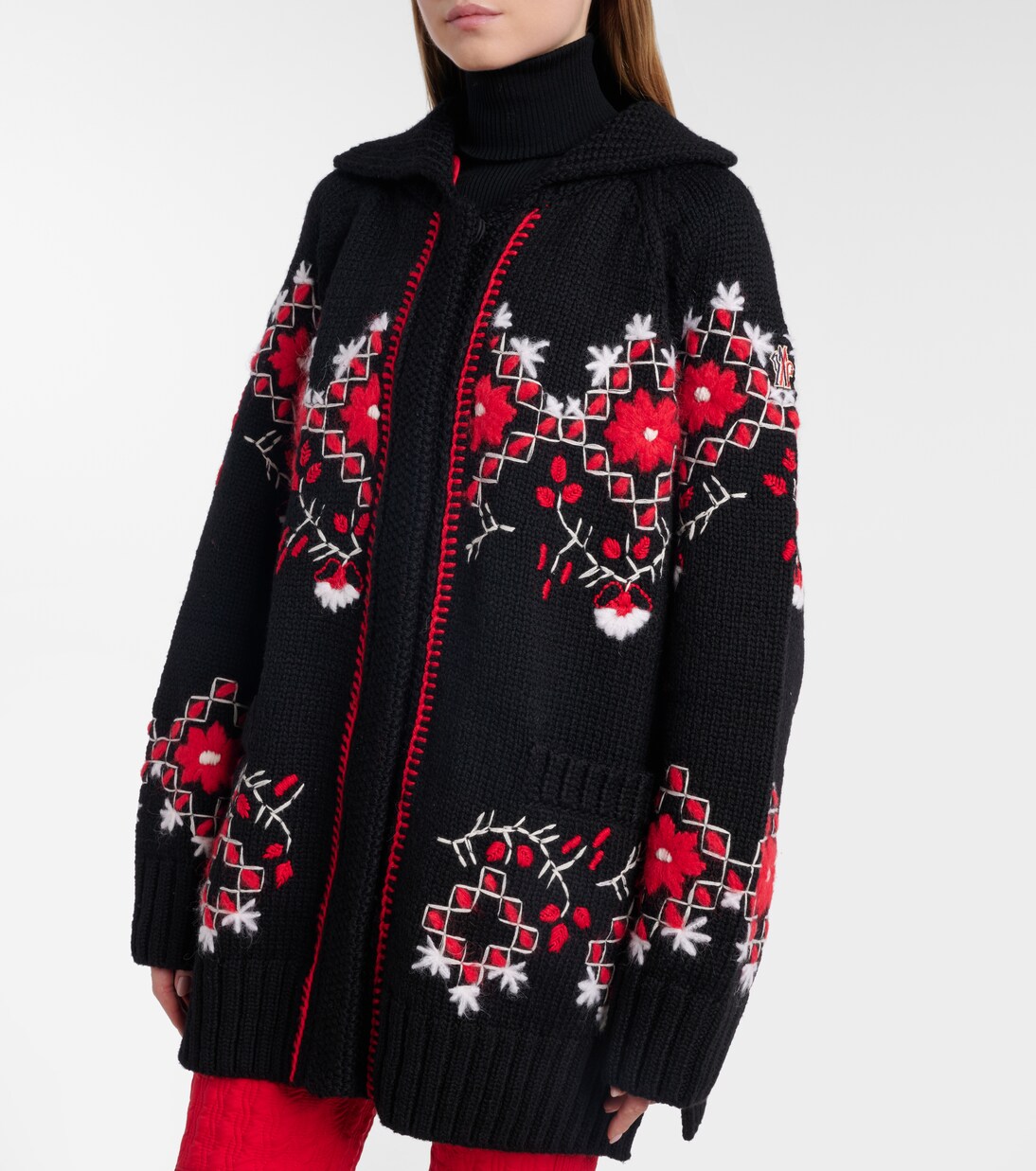 Embroidered wool-blend cardigan | Moncler Grenoble
