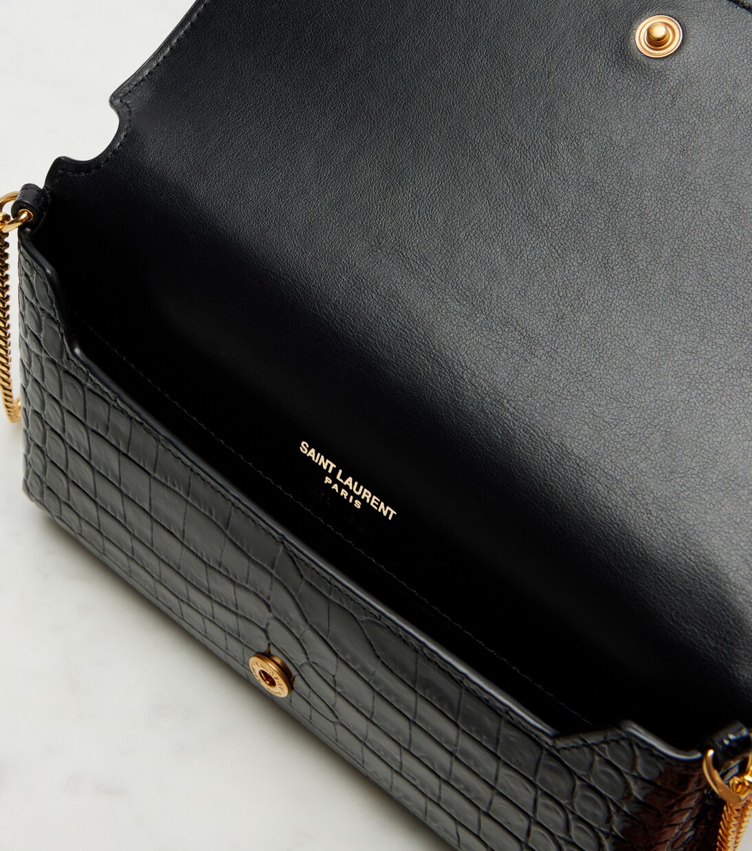 Cassandre Mini croc-effect leather phone pouch | Saint Laurent