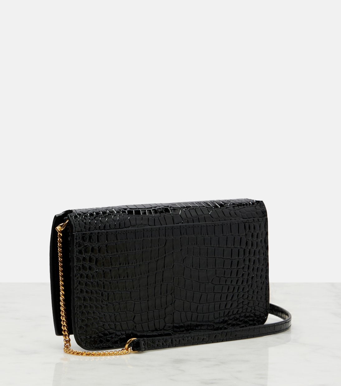 Cassandre Mini croc-effect leather phone pouch | Saint Laurent