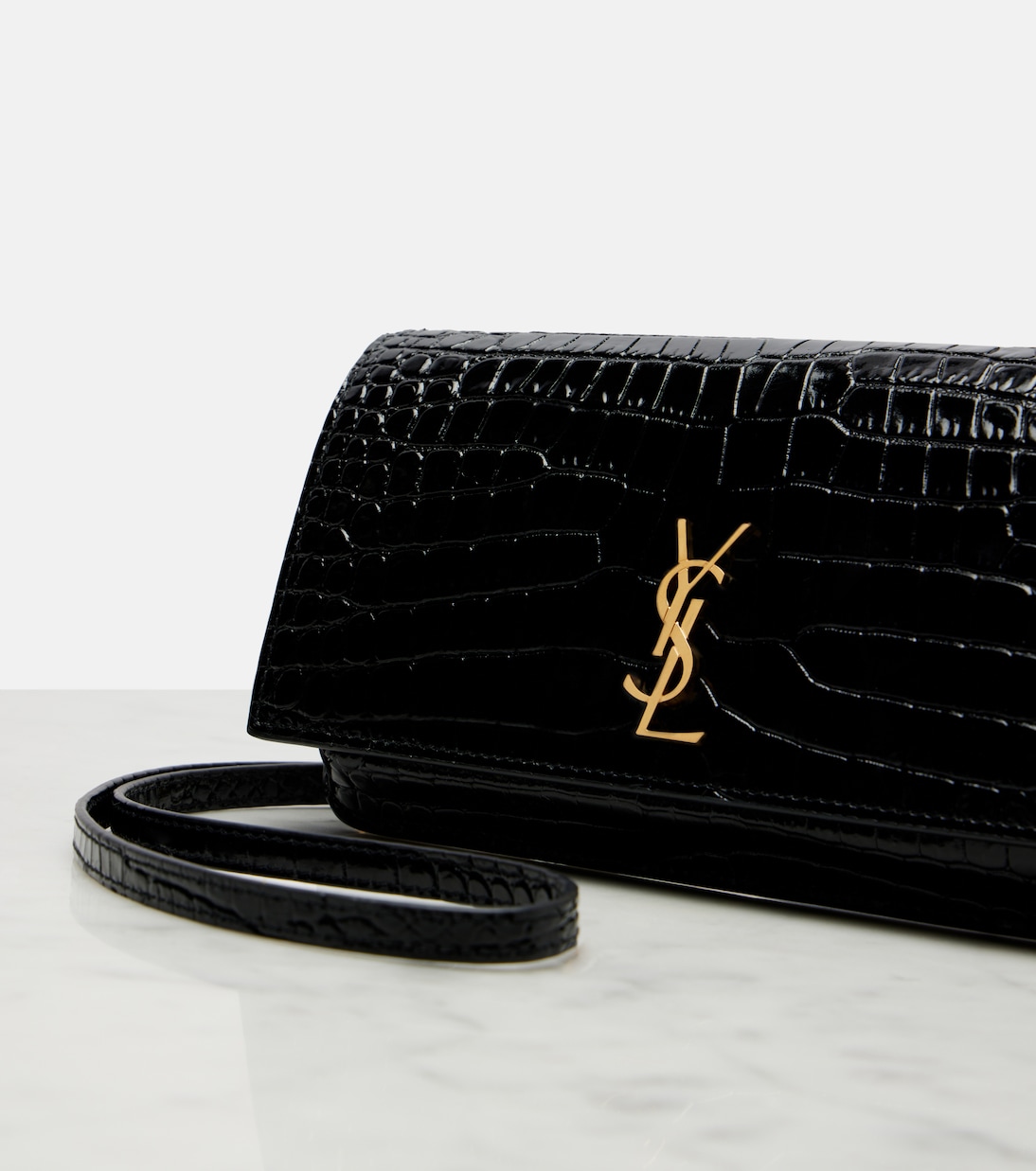 Cassandre Mini croc-effect leather phone pouch | Saint Laurent
