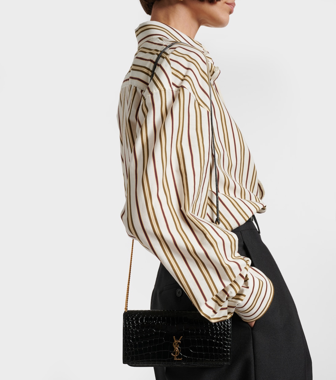 Cassandre Mini croc-effect leather phone pouch | Saint Laurent