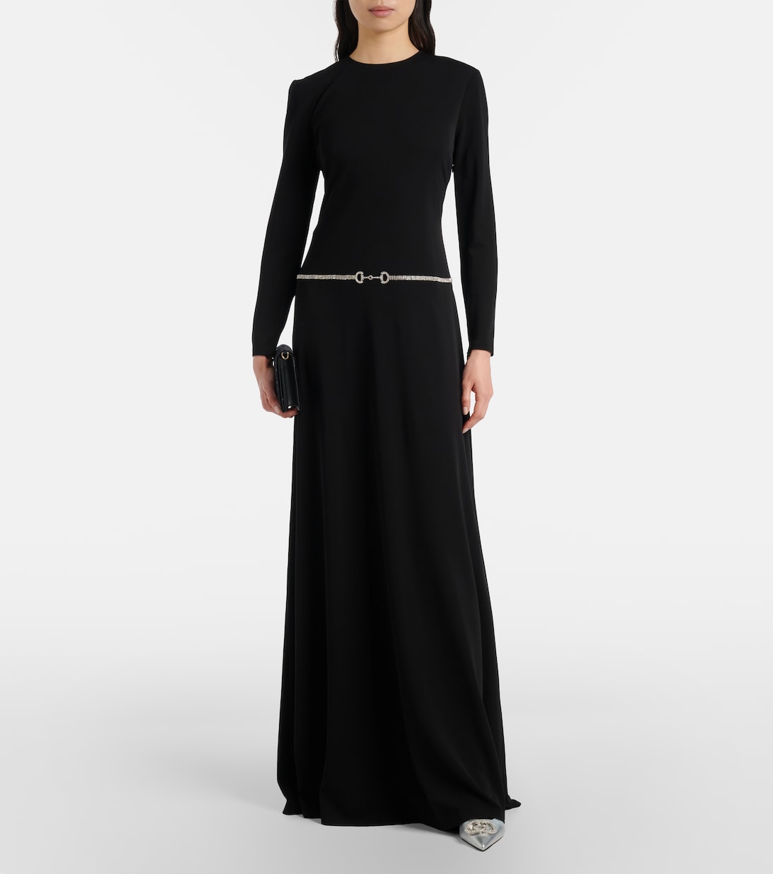 Maxikleid Horsebit aus Jersey mit Kristallen | Gucci
