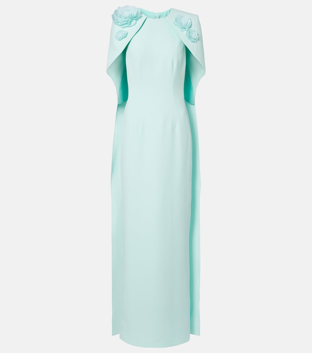 Lennox floral-appliqué caped crêpe gown | Safiyaa