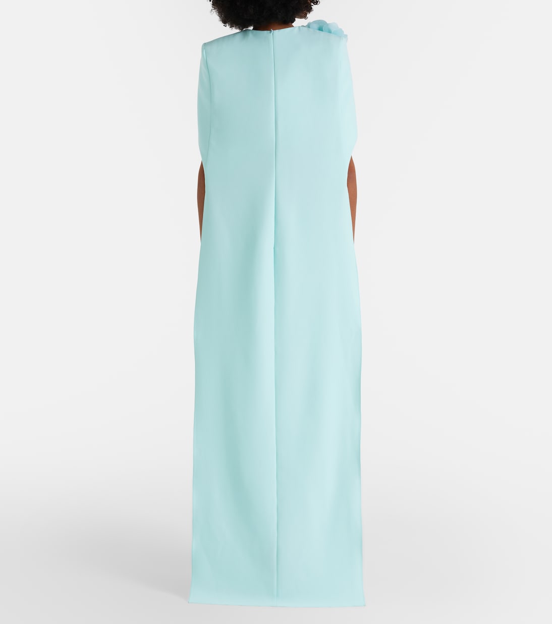 Lennox floral-appliqué caped crêpe gown | Safiyaa