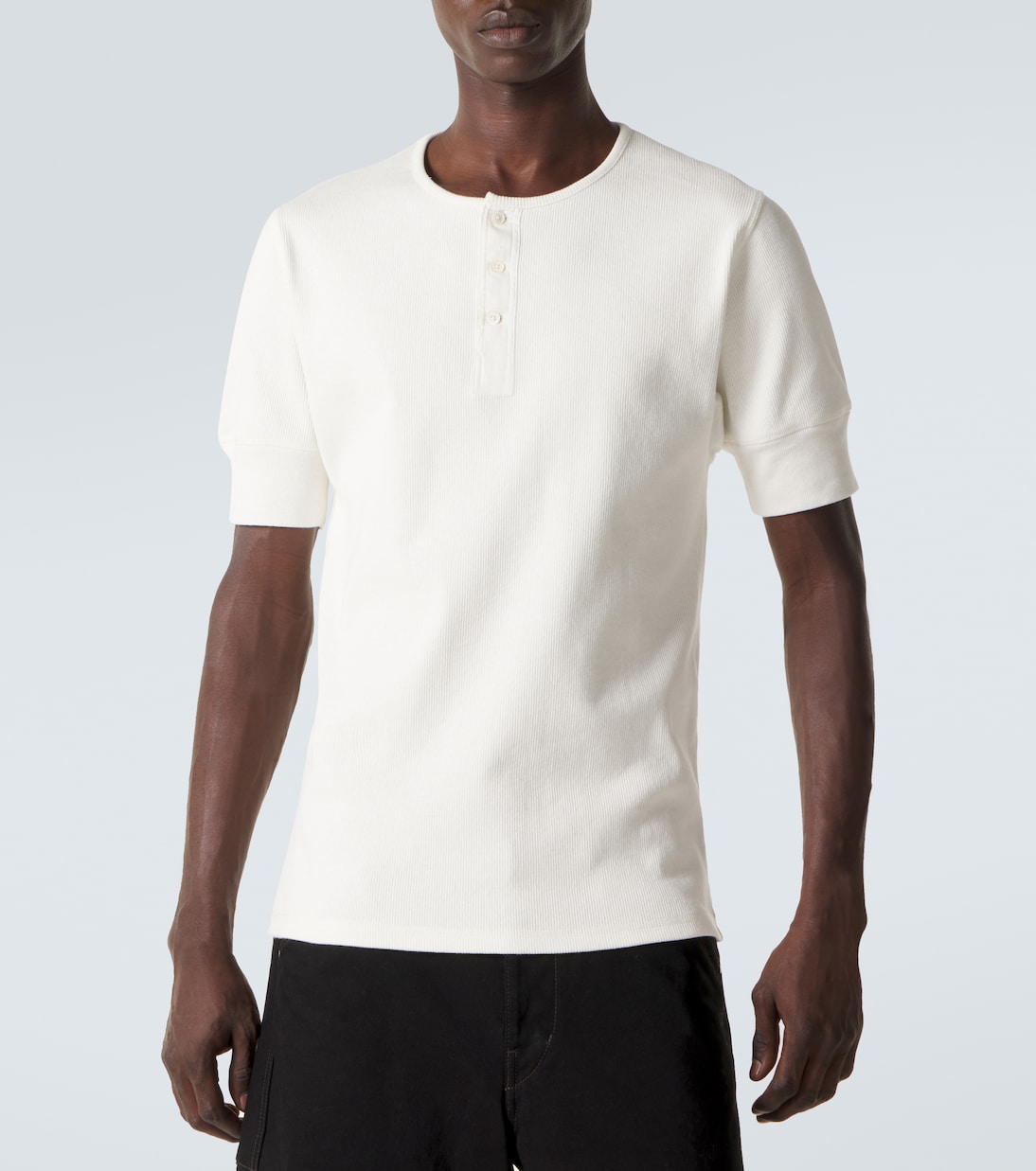 Cotton and linen jersey Henley shirt | Lemaire