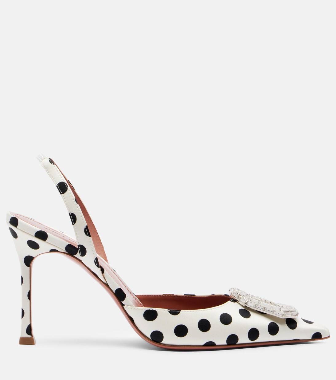 Camelia polka-dot satin slingback pumps | Amina Muaddi