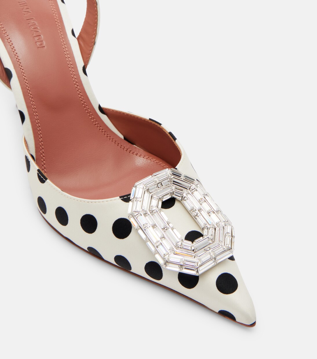 Camelia polka-dot satin slingback pumps | Amina Muaddi