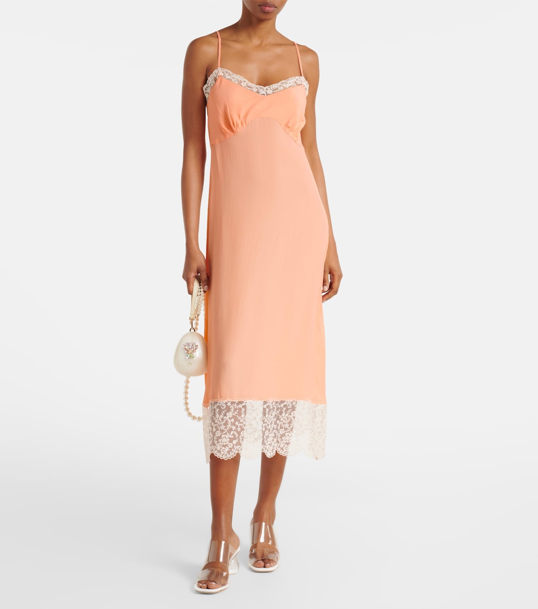 Slipdress aus Crêpe de Chine und Spitze | Simone Rocha