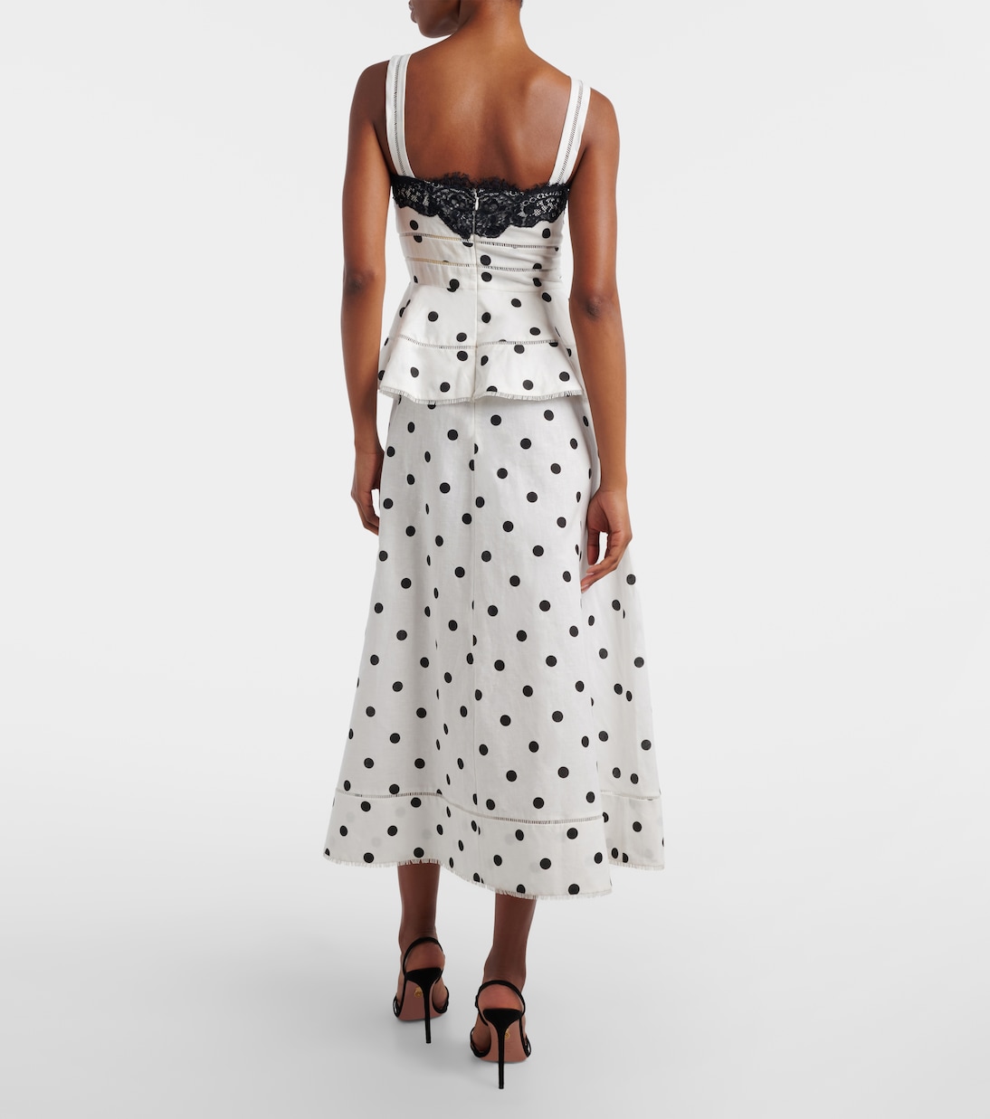 Polka-dot linen and cotton midi dress | Self-Portrait