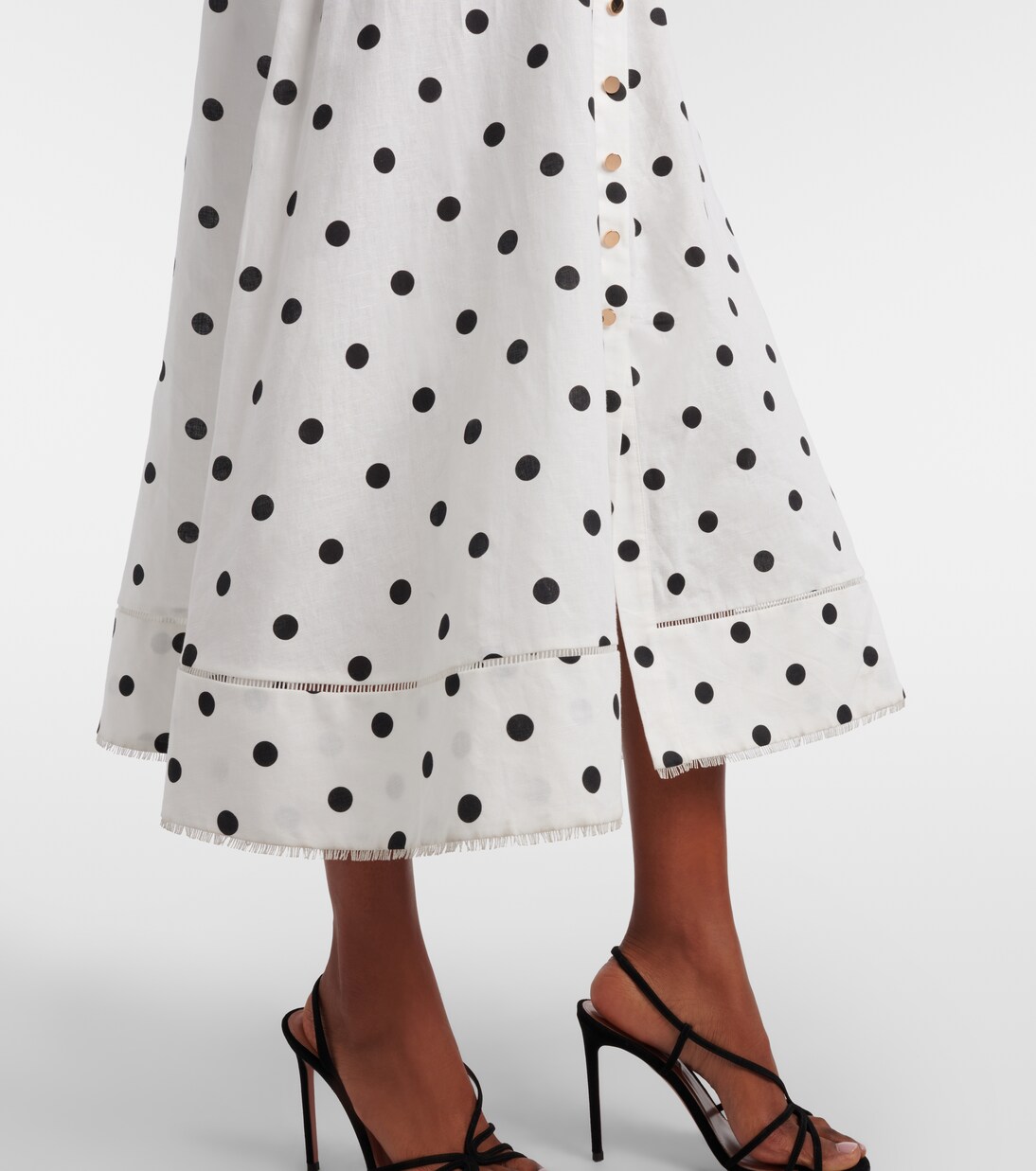 Polka-dot linen and cotton midi dress | Self-Portrait