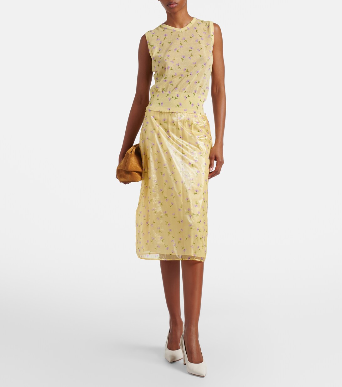 Floral organdy midi skirt | Jil Sander