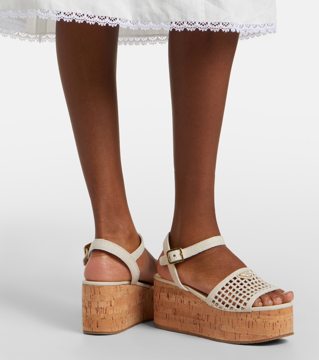 Plateausandalen aus Häkelstrick | Prada