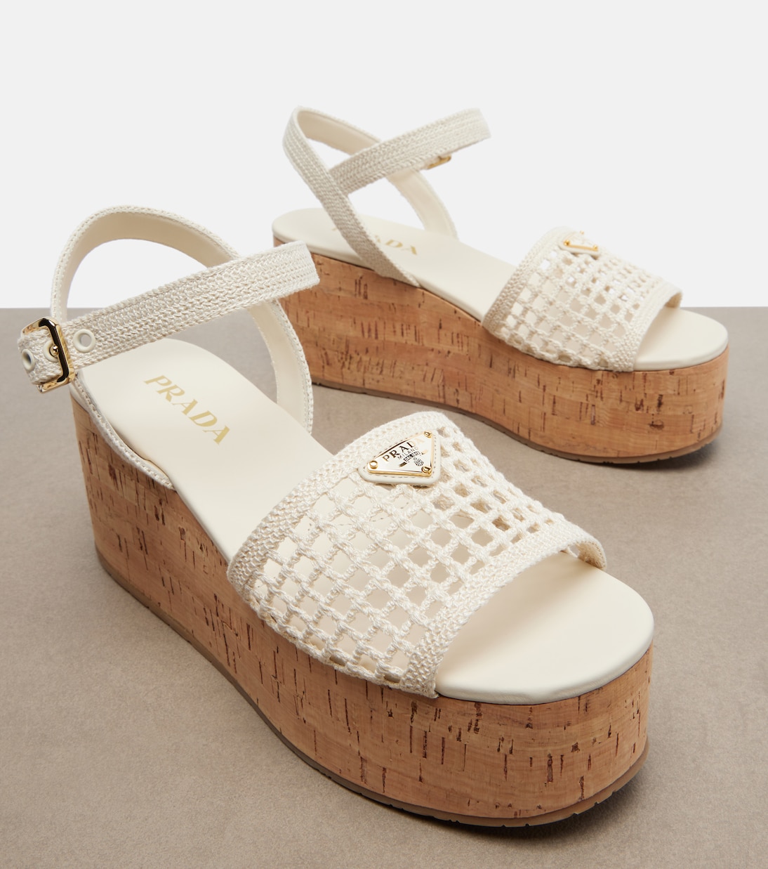 Plateausandalen aus Häkelstrick | Prada