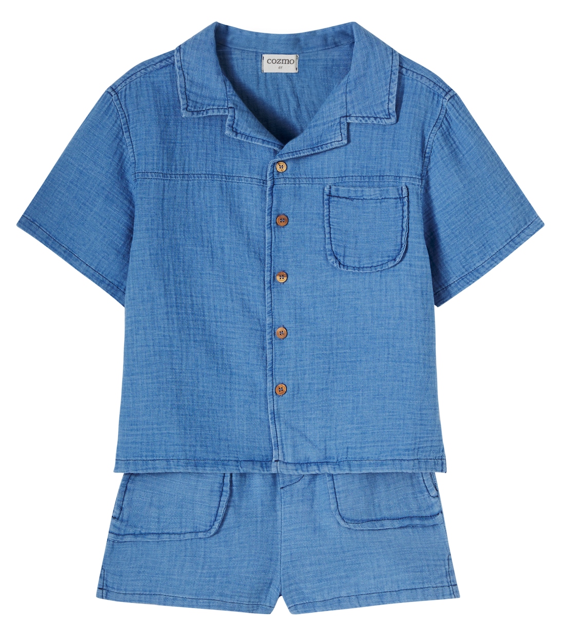Ensemble chemise de bowling et short Gale en chambray de coton | Cozmo