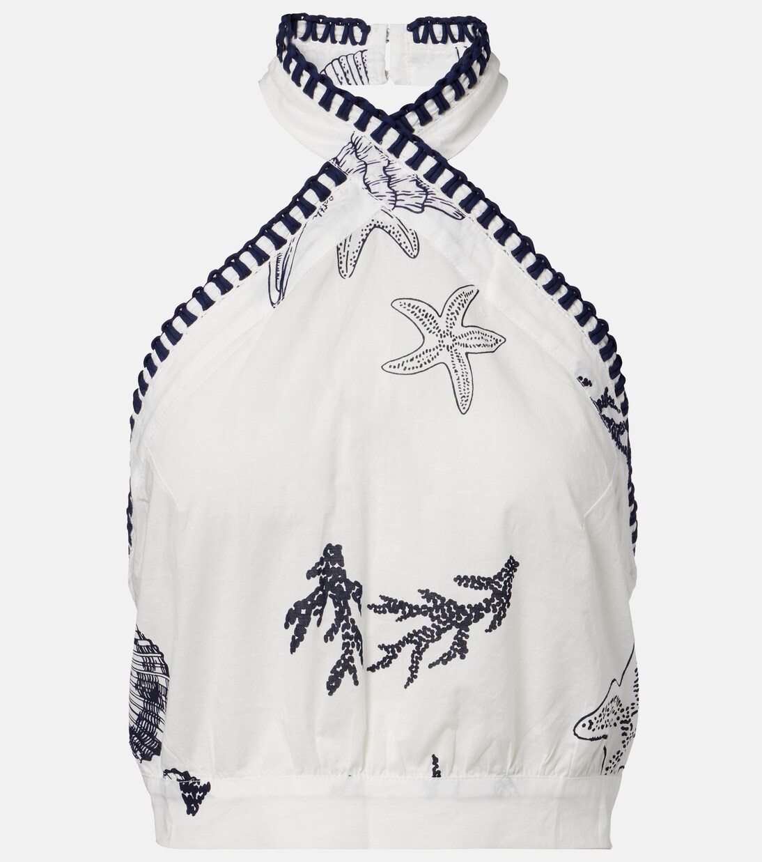 Suma ruffled open-back cotton crop top | Poupette St Barth